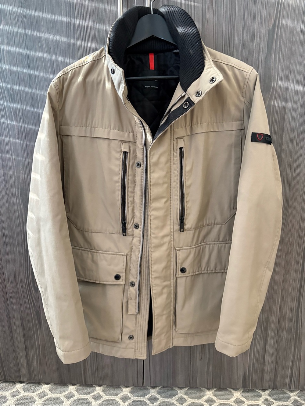 Strellson Men's Field Jacket in Khaki with Black Collar